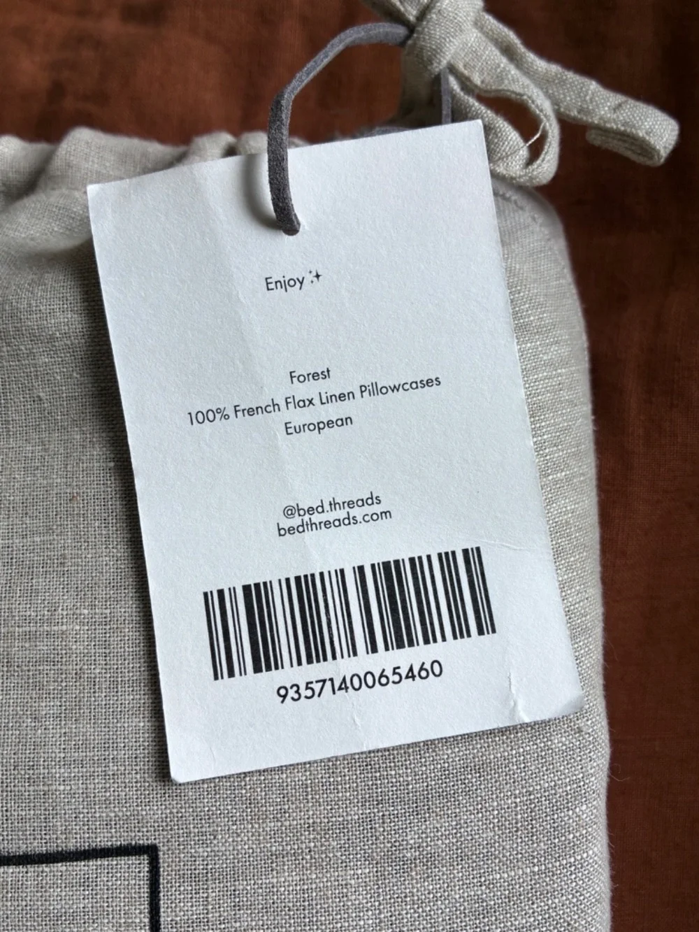 NWT Bed Threads 100% Flax Linen European Pillowcases Forest